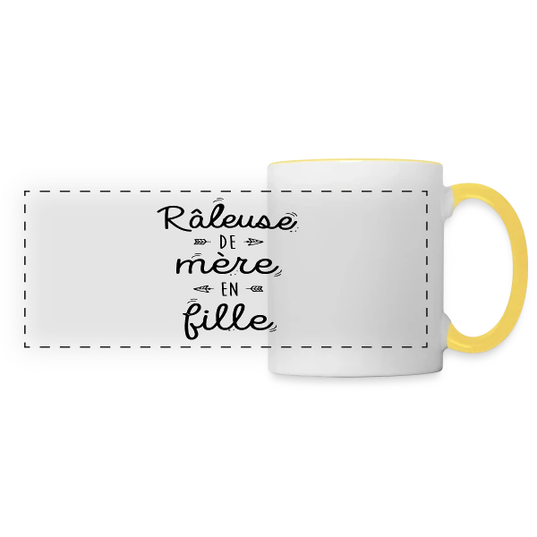 Raleuse de Mère en Fille : L'héritage d'un caractère bien trempé sur Mug panoramique contrasté et blanc