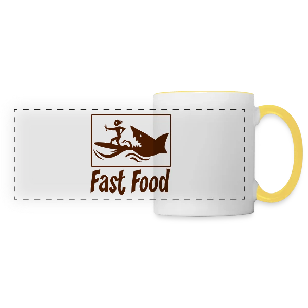 Fast Food : Le Plaisir de la Malbouffe Stylée sur Mug panoramique contrasté et blanc