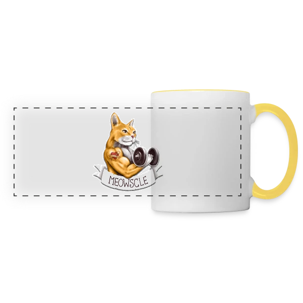 Miaou-Muscle sur Mug panoramique contrasté et blanc