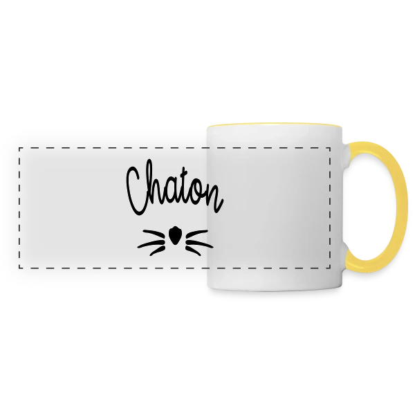 Chaton Moustaches sur Mug panoramique contrasté et blanc