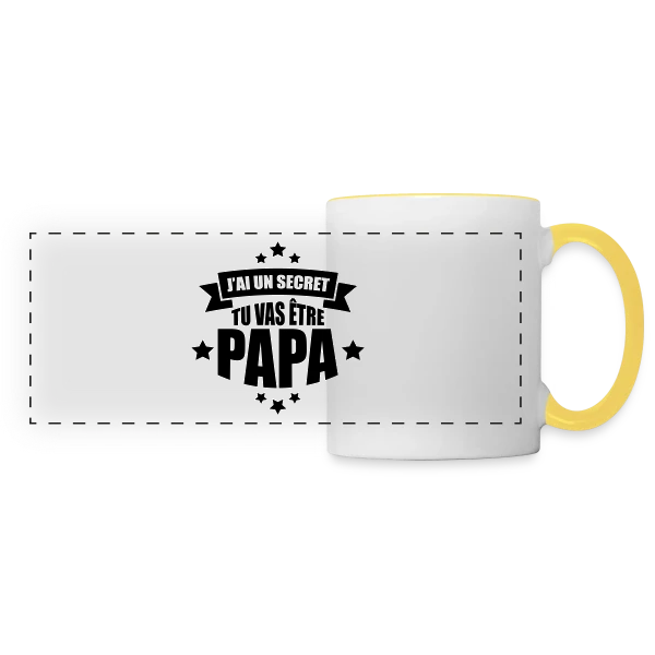 J'ai un Secret : Tu Vas Être Papa ! Annonce Surprise sur Mug panoramique contrasté et blanc
