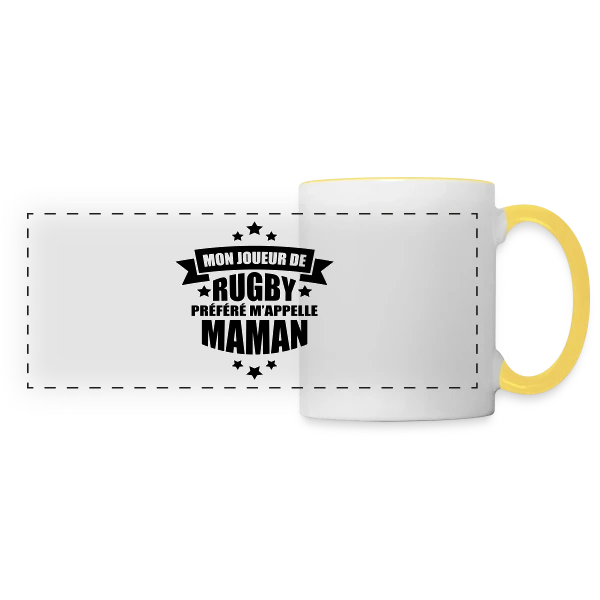 Mon Joueur de Rugby Préféré M'appelle Maman sur Mug panoramique contrasté et blanc