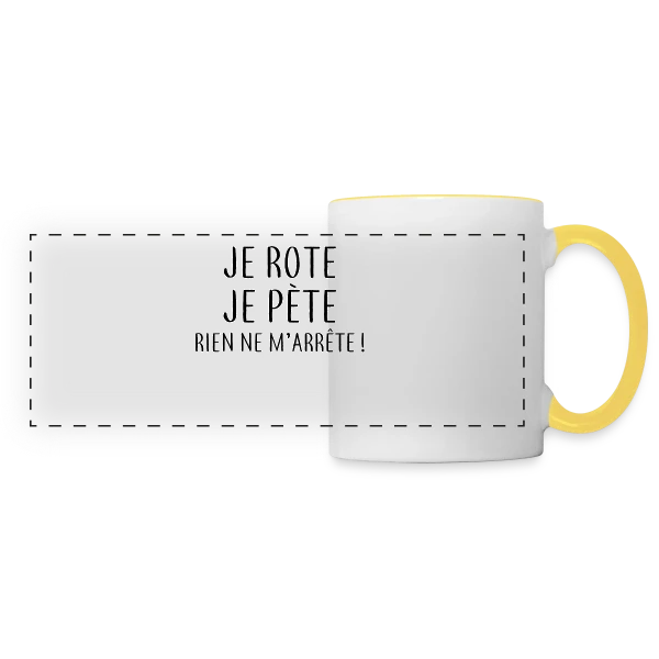 Je Rote, Je Pète, Rien Ne M'Arrête ! sur Mug panoramique contrasté et blanc