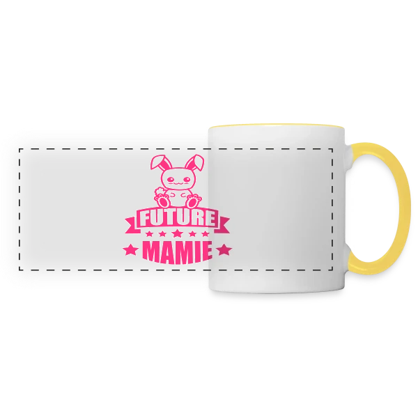 Future Mamie : Annonce de Bonheur Imminent sur Mug panoramique contrasté et blanc
