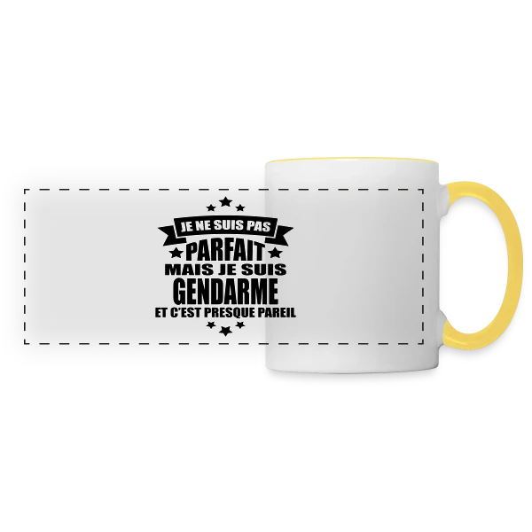 Gendarme Humoristique : Je Ne Suis Pas Parfait sur Mug panoramique contrasté et blanc