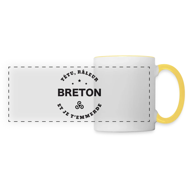 Breton Têtu et Râleur sur Mug panoramique contrasté et blanc