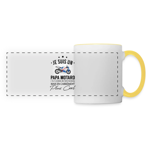 Super Papa Motard sur Mug panoramique contrasté et blanc