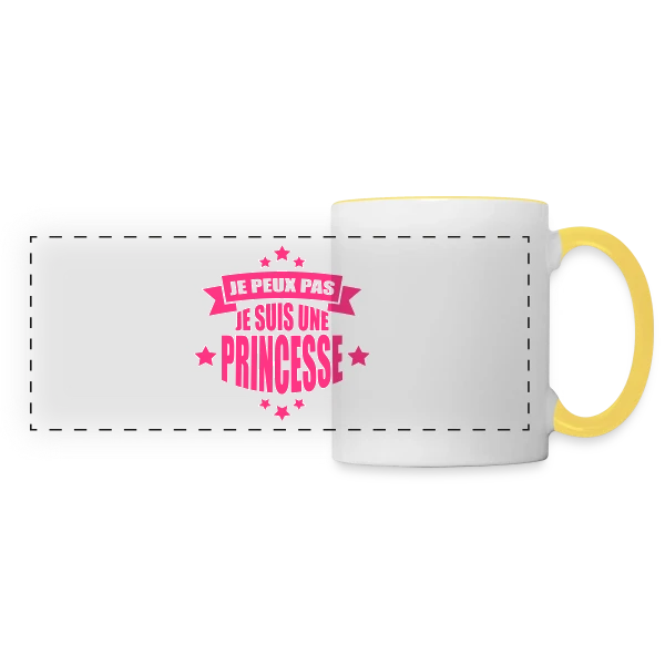 Désolée, Je Suis Princesse : Humour Royal au Quotidien sur Mug panoramique contrasté et blanc