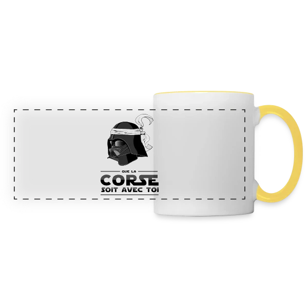 Dark Vador Corse Humour sur Mug panoramique contrasté et blanc