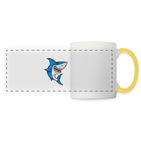 Requin Végétarien Humour sur Mug panoramique contrasté et blanc