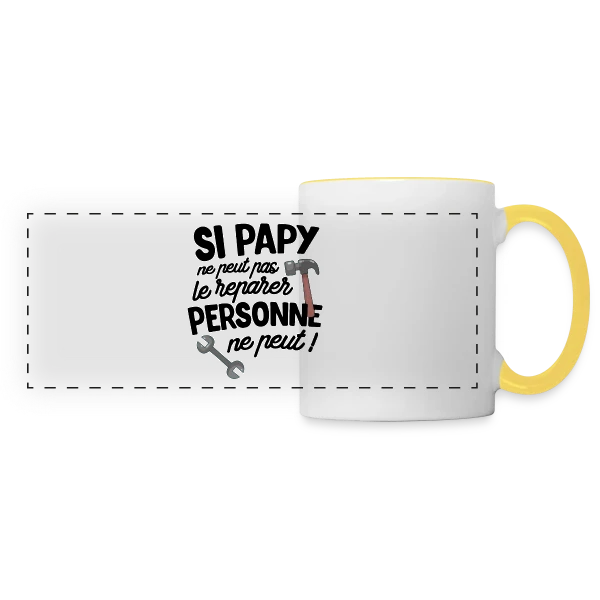 Super Papy Bricoleur sur Mug panoramique contrasté et blanc