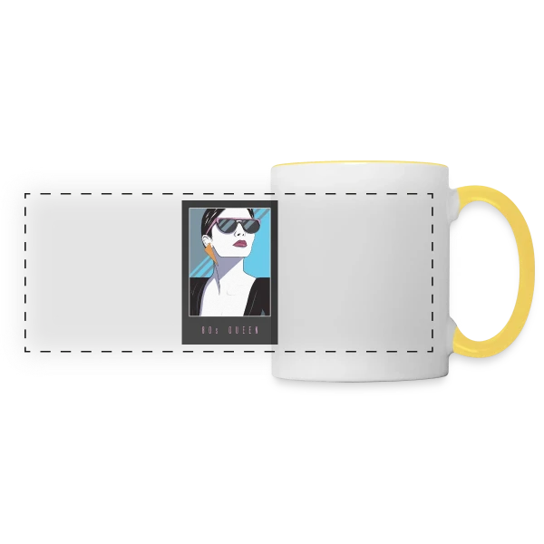 Reine des Années 80 sur Mug panoramique contrasté et blanc