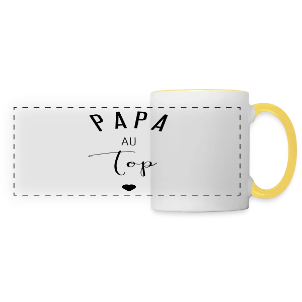 PAPA AU TOP sur Mug panoramique contrasté et blanc