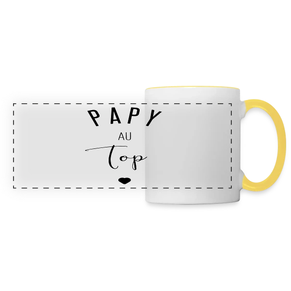 Papy au Top sur Mug panoramique contrasté et blanc