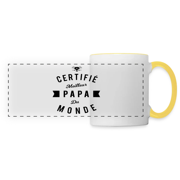 "Officiellement Meilleur Papa du Monde" sur Mug panoramique contrasté et blanc