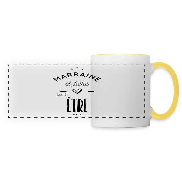 Marraine Fière sur Mug panoramique contrasté et blanc
