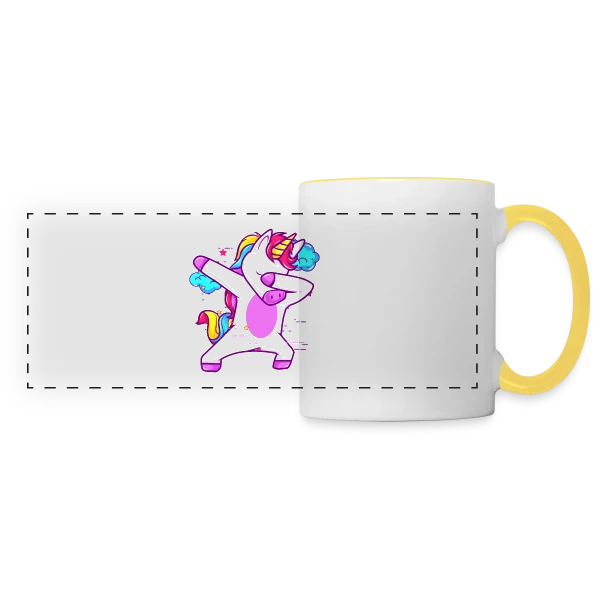 Licorne Dabbing Stylée Néon sur Mug panoramique contrasté et blanc