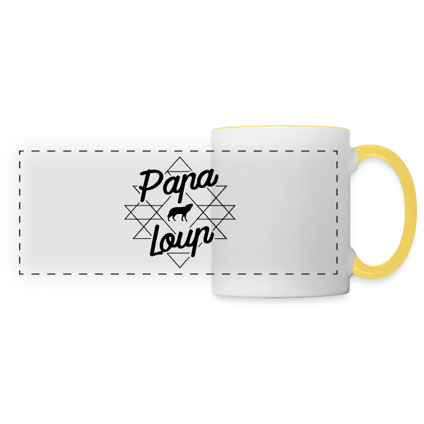 Papa Loup : Le Chef de Meute sur Mug panoramique contrasté et blanc
