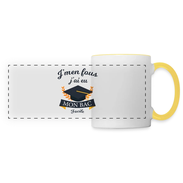 J'ai Eu Mon Bac Facile - Humour Diplômé sur Mug panoramique contrasté et blanc