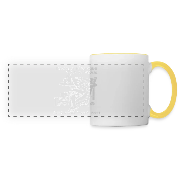 Entre la Pétanque et le Pastis sur Mug panoramique contrasté et blanc