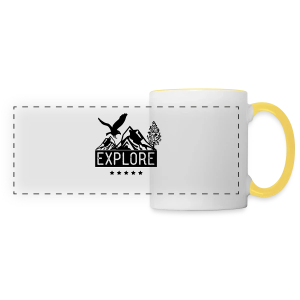 Aventure Montagne Aigle sur Mug panoramique contrasté et blanc