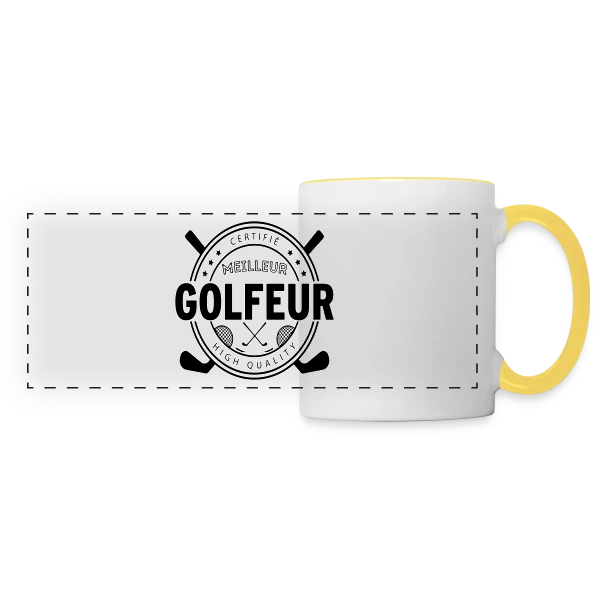 Le Super Golfeur - Cadeau Idéal Passion Golf sur Mug panoramique contrasté et blanc