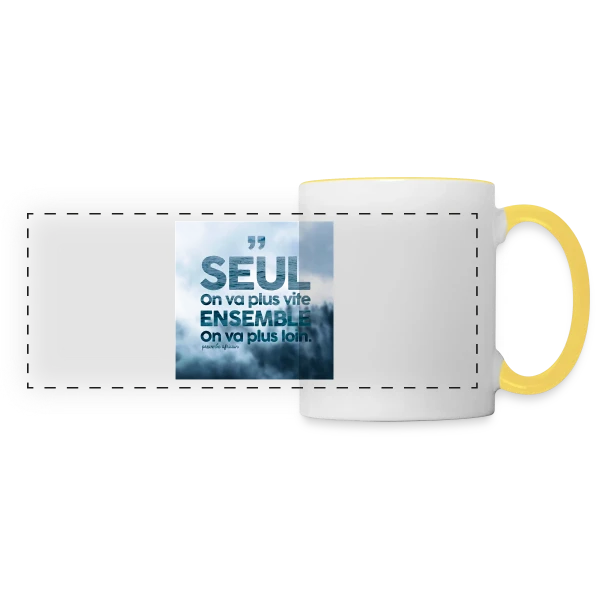 Proverbe : Ensemble on va plus loin sur Mug panoramique contrasté et blanc