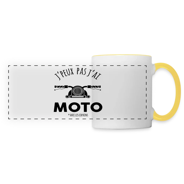 J'peux pas, j'ai moto ! sur Mug panoramique contrasté et blanc