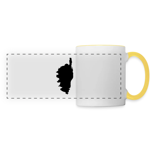 Silhouette Carte Corse sur Mug panoramique contrasté et blanc