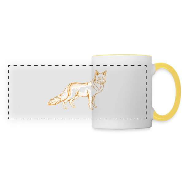 Renard Dessin Esquisse sur Mug panoramique contrasté et blanc
