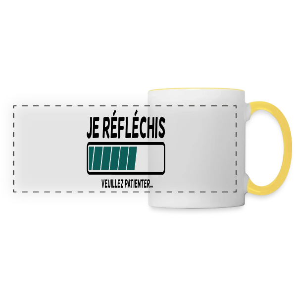 Je Réfléchis, C'est Rare ! sur Mug panoramique contrasté et blanc