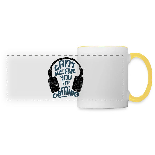 L'Équipement du Gamer: Le Headset sur Mug panoramique contrasté et blanc