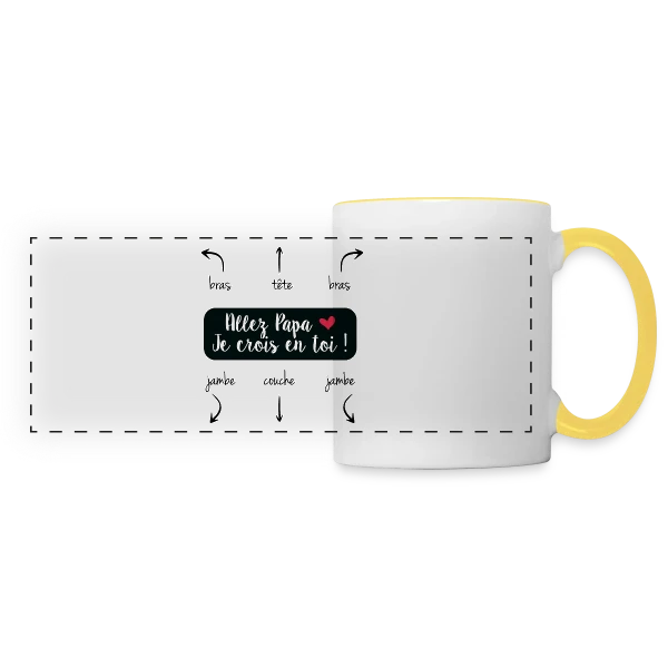 Humour Papa : Allez Papa, Je Crois en Toi ! sur Mug panoramique contrasté et blanc