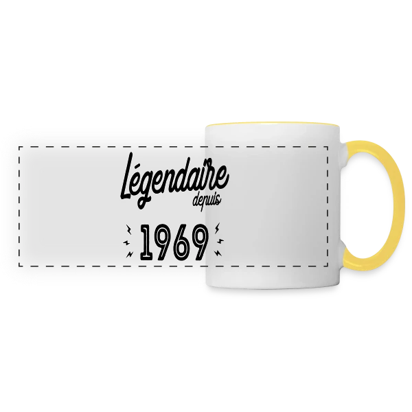 Légendaire 1969 - Cadeau Anniversaire Vintage sur Mug panoramique contrasté et blanc