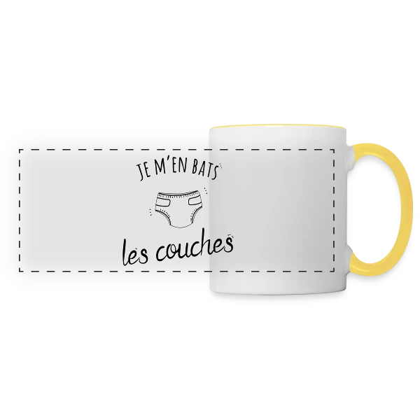 Humour "Je M'en Bats Les Couches" - Idée Cadeau Drôle sur Mug panoramique contrasté et blanc