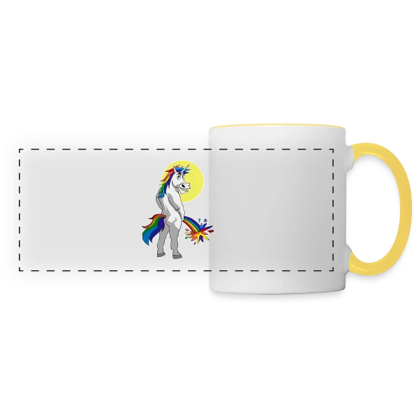 Licorne Pipi Arc-en-ciel sur Mug panoramique contrasté et blanc