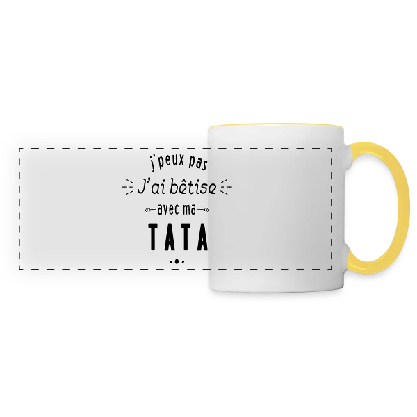 Bêtises avec ma Tata sur Mug panoramique contrasté et blanc