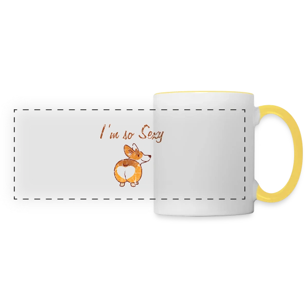 Corgi Sexy Coquin sur Mug panoramique contrasté et blanc