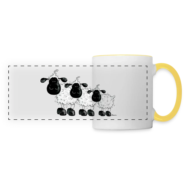 Trois Petits Moutons Rêveurs sur Mug panoramique contrasté et blanc