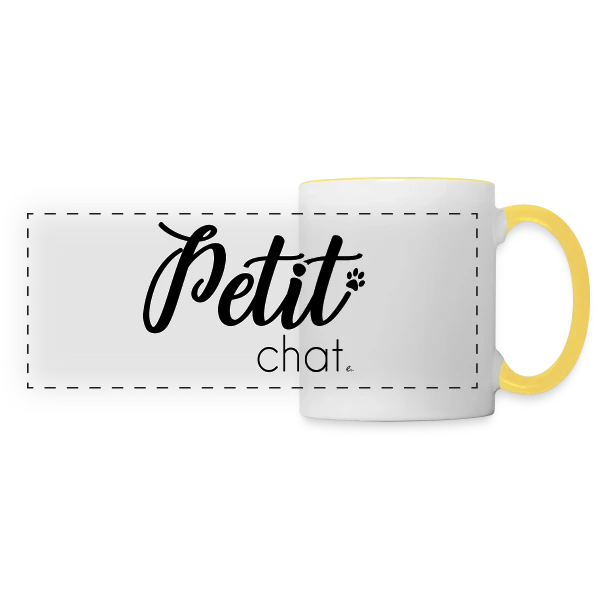 Adorable Petit Chat sur Mug panoramique contrasté et blanc