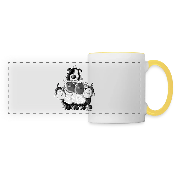 Border Collie et Moutons - Un Vrai Chien de Berger sur Mug panoramique contrasté et blanc