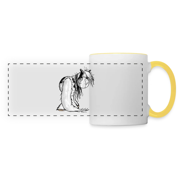 Cheval Irish Tinker - Galop Joyeux Cartoon sur Mug panoramique contrasté et blanc