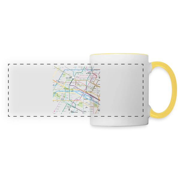 Plan Métro Parisien sur Mug panoramique contrasté et blanc