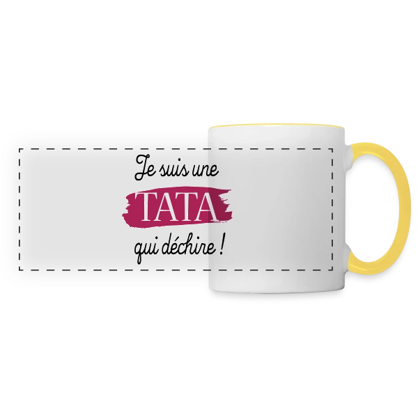 'Tata qui Déchire' - Le Cadeau Idéal pour une Super Tata sur Mug panoramique contrasté et blanc