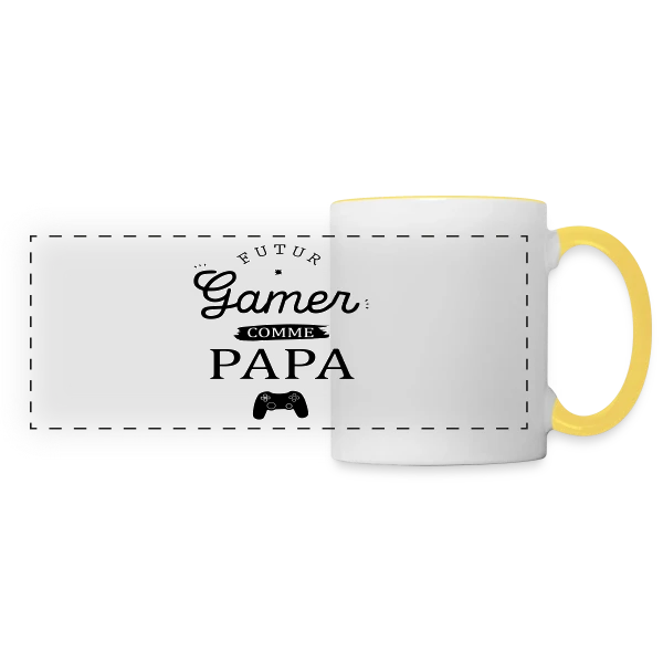 'Futur Gamer comme Papa' - Humour Père & Enfant sur Mug panoramique contrasté et blanc