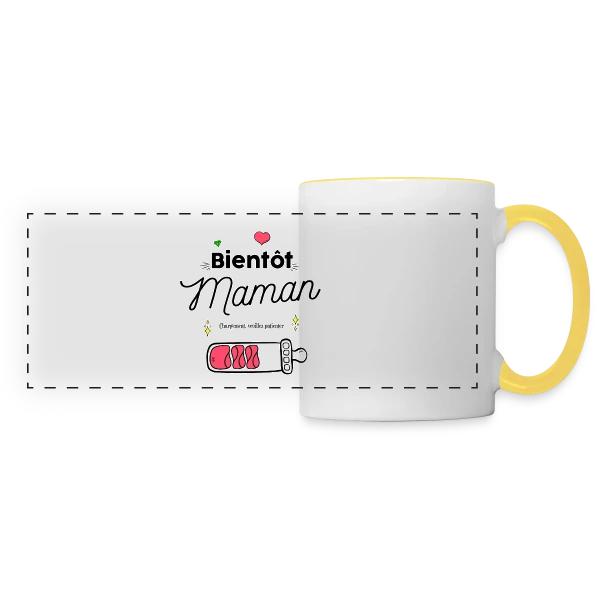 Future Maman : Mon Cœur Bat Pour Deux sur Mug panoramique contrasté et blanc