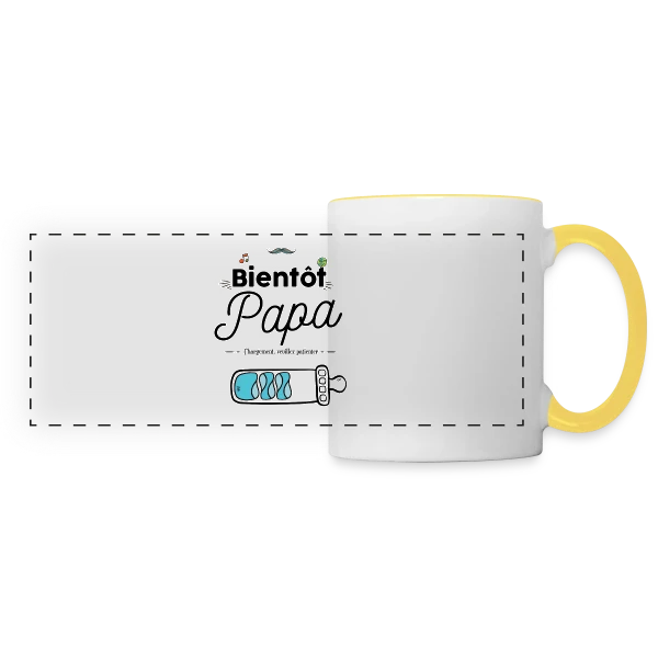 Bientôt Papa : Humour et Annonce Naissance sur Mug panoramique contrasté et blanc