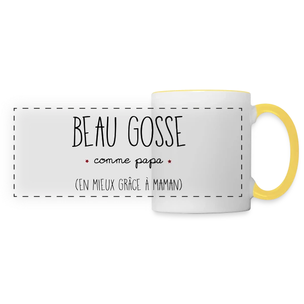 Beau Gosse Comme Papa sur Mug panoramique contrasté et blanc