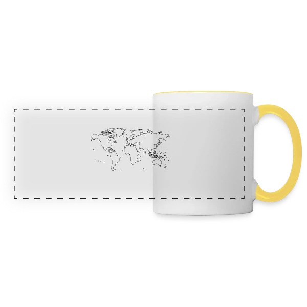 Carte du Monde Minimaliste sur Mug panoramique contrasté et blanc