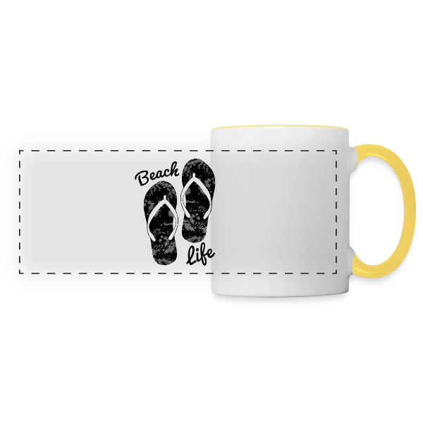 Vie de Plage Tongs Détente sur Mug panoramique contrasté et blanc